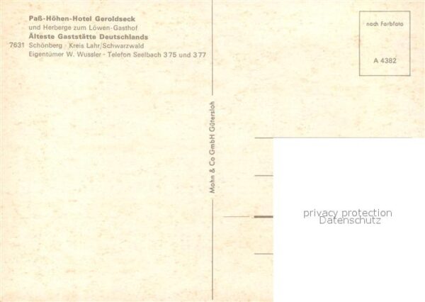 Schoenberg Seelbach Passhöhen Hotel Geroldseck Herberge zum – Bild 2