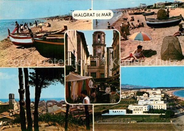 Malgrat de Mar Strand Fischerboote Stadtpanorama Markt