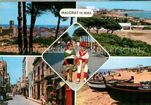 Malgrat de Mar Stadtpanorama Strand Kinder Trachten St