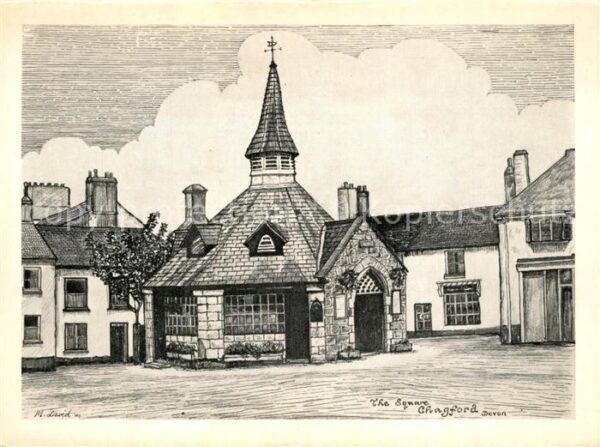 Chagford The Square Drawing Künstlerkarte