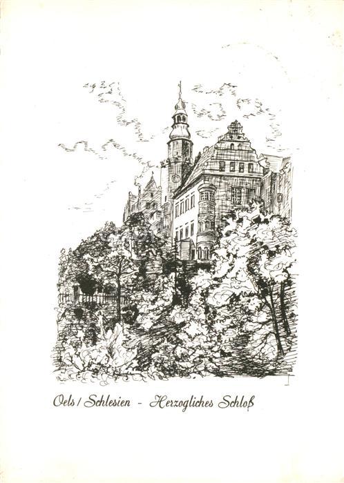 Oels Niederschlesien Herzogliches Schloss Zeichnung Künstler