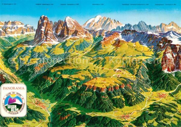 Seiser Alm Dolomiten Panoramakarte