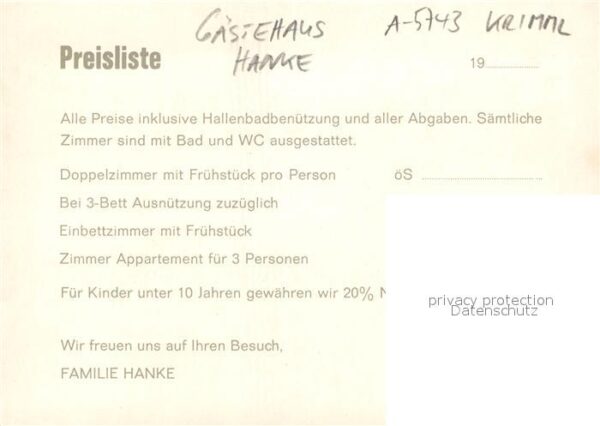 Krimml Gästehaus Hanke Zimmer Hallenbad – Bild 2
