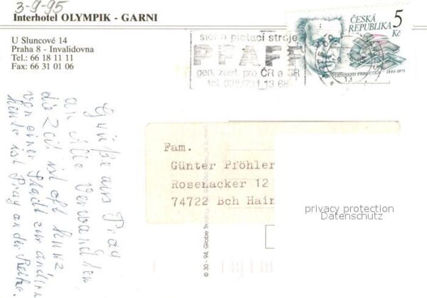 Praha Prahy Prague Interhotel Olympik Garni – Bild 2