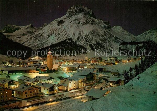 Lech Vorarlberg Omeshorn Winterlandschaft Nachtaufnahme