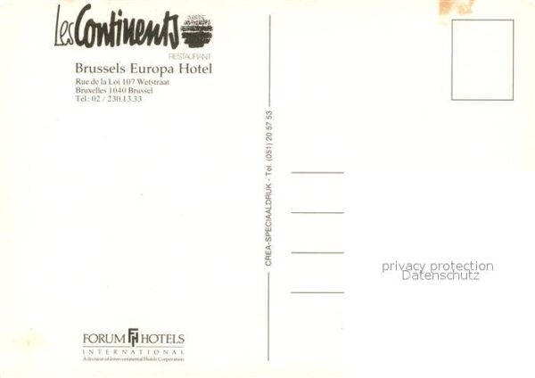 Bruessel Bruxelles Les Continents Brussels Europa Hotel – Bild 2