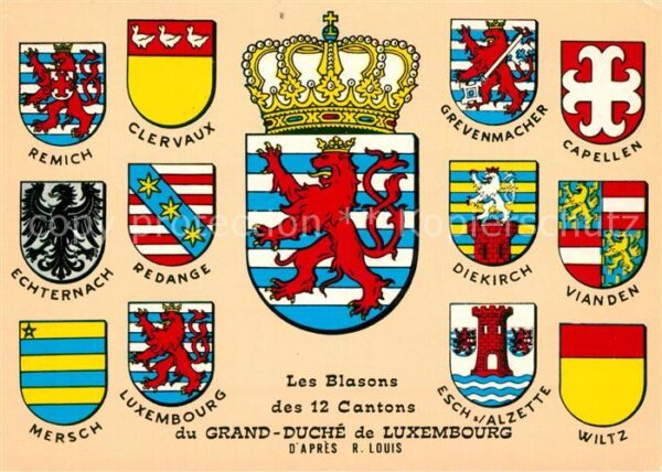 LUXEMBOURG  Luxemburg Les Blasons des 12 Cantons