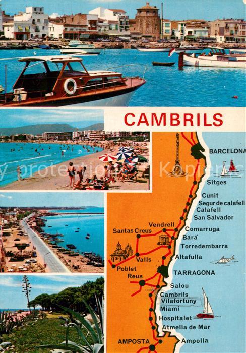 Cambrils Strand Straßenkarte