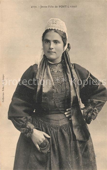 Trachten Frankreich Jeune Fille Costumes de Pont l'Abbé