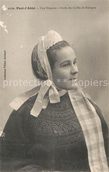 Trachten Frankreich Jeune Fille Etude des Coiffes de Bretag