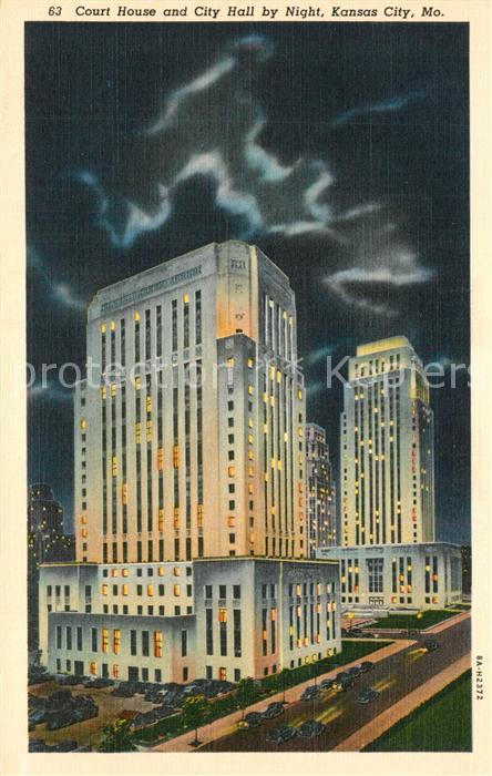 Kansas City Missouri Court House and City Hall by Night