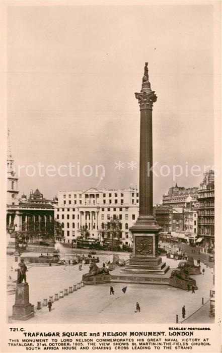 London Trafalgar Square and Nelson Monument