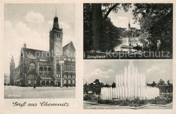 Chemnitz Rathaus Leuchtspringbrunnen Schlossteic