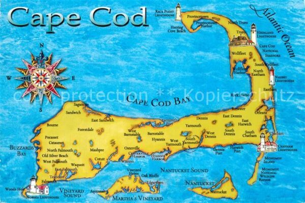 Cape Cod Mass. Panoramakarte