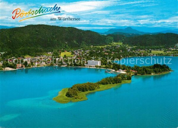Poertschach Woerthersee Fliegeraufnahme Schlangeninsel