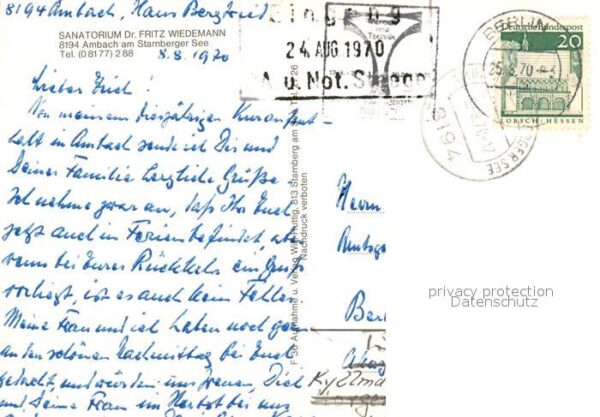 Ambach Starnbergersee Sanatorium Dr Fritz Wiedemann – Bild 2