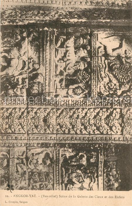 Angkor Wat Bas relief Scène de la Galerie des Cieu
