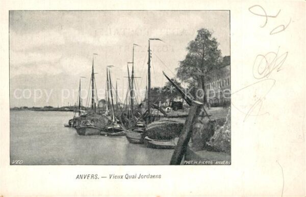 Anvers Antwerpen Vieux Quai Jordaens des bateaux