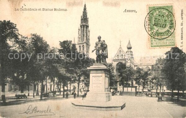Anvers Antwerpen La Cathedrale et Statue Rubens Monument