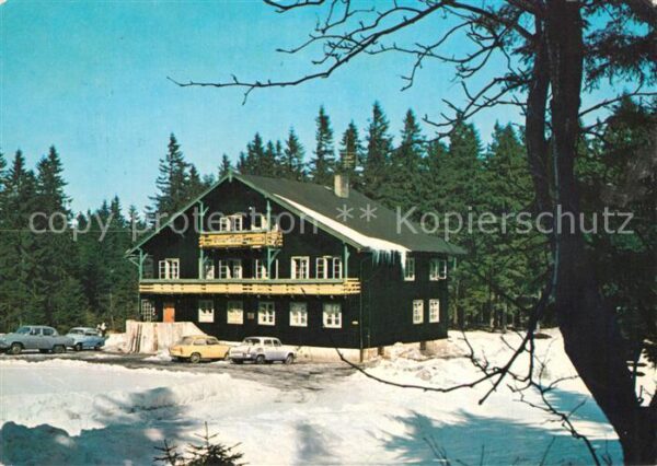 Krusne Hory Svycarska Bouda Bergbaude im Winter
