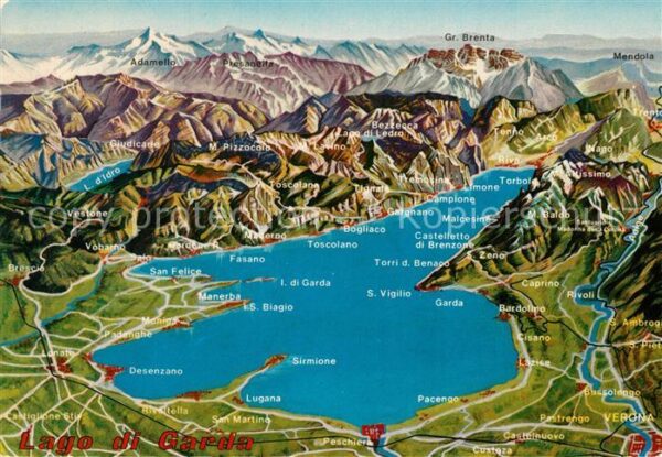 Gardasee Lago di Garda und Umgebung Alpenpanorama aus der Voge