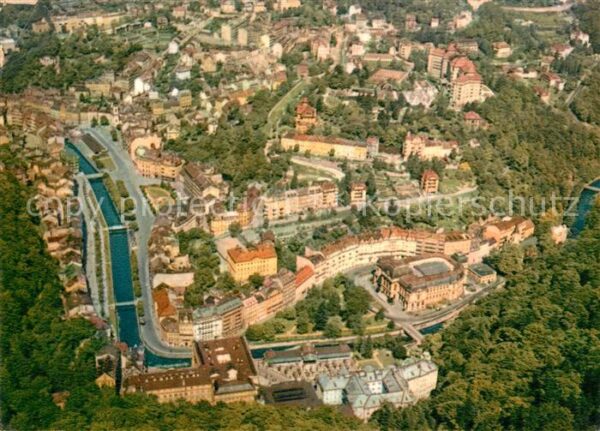 Karlovy Vary Fliegeraufnahme des Kurviertels