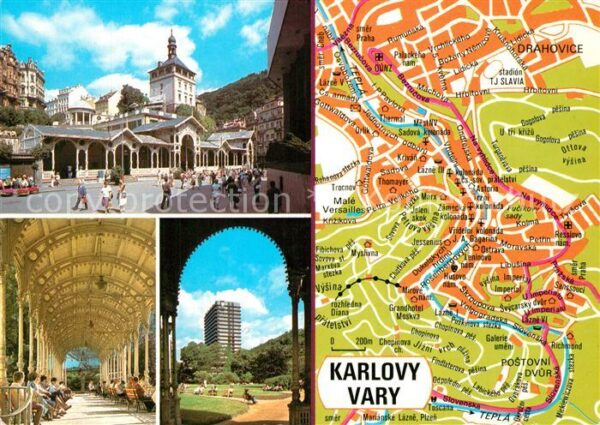 Karlovy Vary Teilansichten Karte