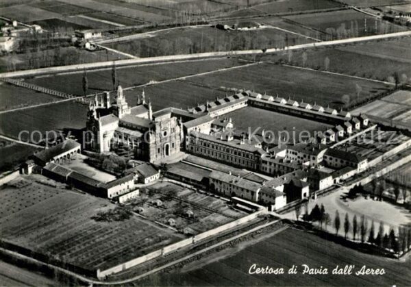 Certosa di Pavia dall aereo Kloster Fliegeraufnahme