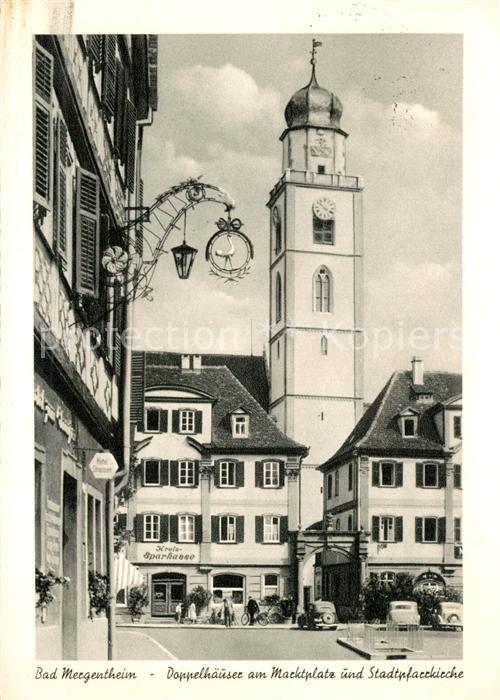 Bad Mergentheim Doppelhäuser am Marktplatz und Stadtpfa