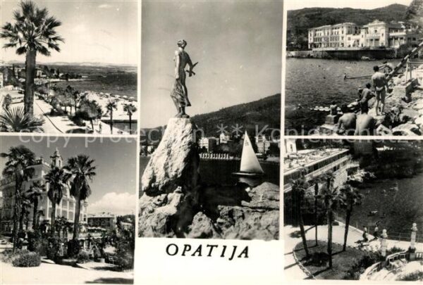 Opatija Abbazia Strandpromenade Palmen Statue