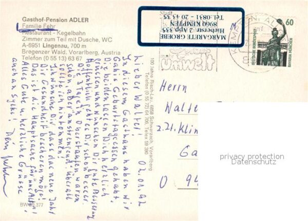 Lingenau Vorarlberg Gasthof Pension Adler Restaurant Kegelb – Bild 2
