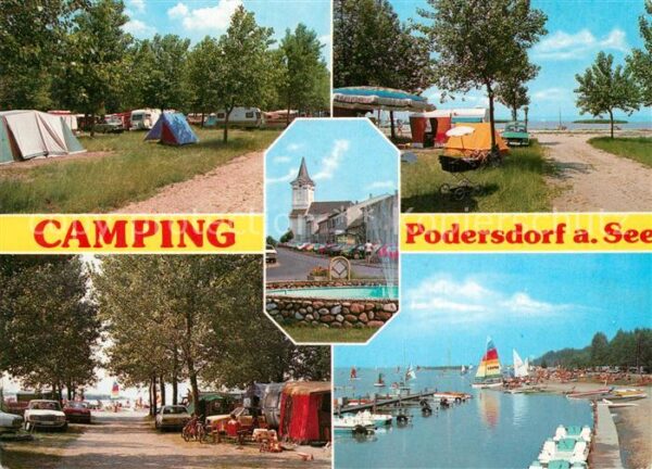 Podersdorf Neusiedler See Campingplatz Hafen Strand Motiv mit Kir