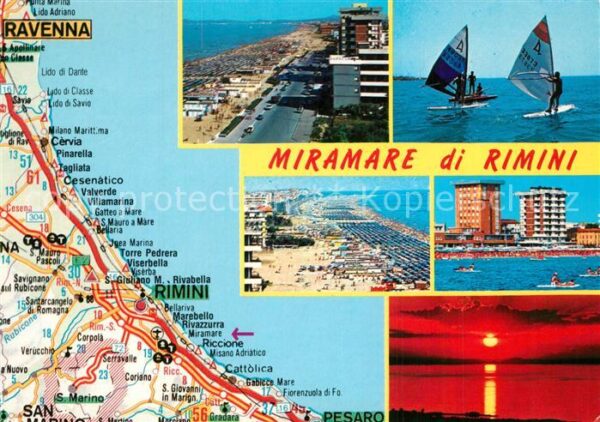 Miramare di Rimini  Landkarte Küstenstrasse Strand Windsurf
