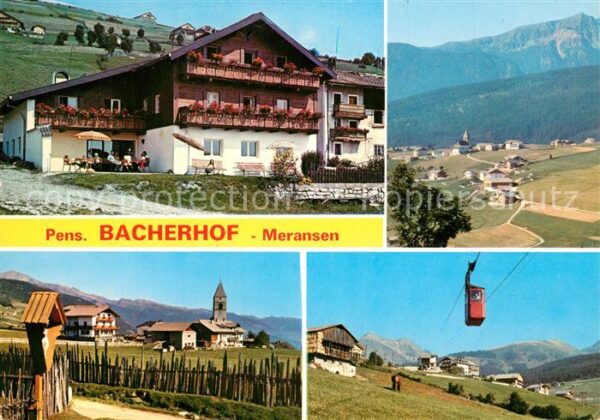 Meransen Pension Bacherhof Motiv mit Kirche Berg