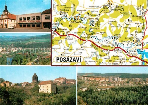Posazavi Landkarte der Region mit den Städten St