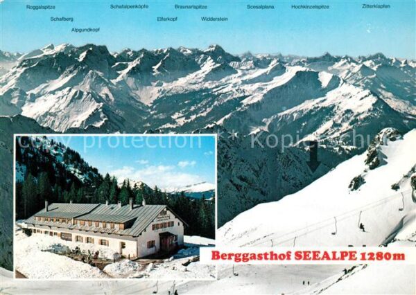 Oberstdorf Berggasthof Seealpe Winterpanorama Berg