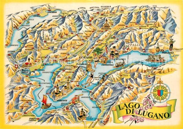 Lago di Lugano TI Panoramakarte