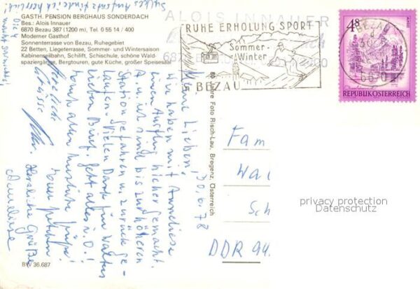 Bezau Vorarlberg Gasthof Pension Berghaus Sonderdach – Bild 2