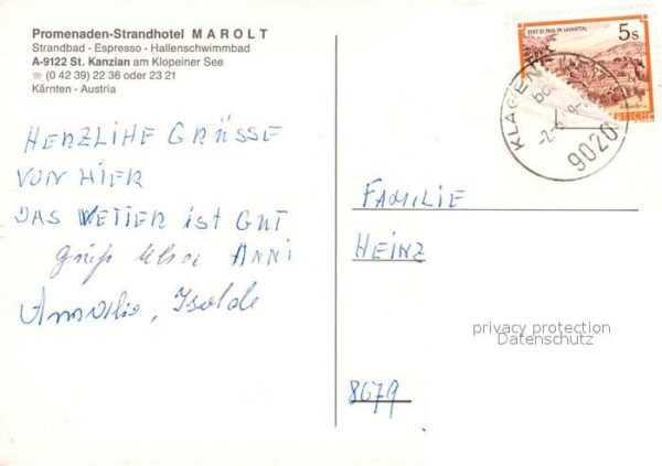 St Kanzian Klopeiner See Promenaden Strandhotel Marolt Hallenbad – Bild 2