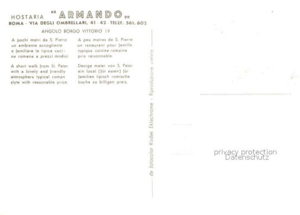 Roma Rom Hostaria Armando – Bild 2