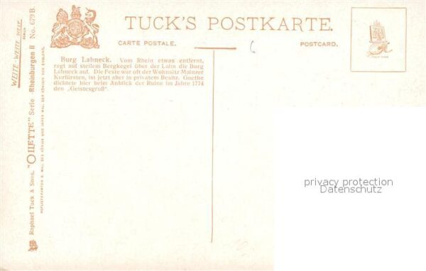 Verlag Tucks Oilette Nr. 679 B Burg Lahneck – Bild 2
