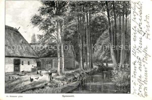 Kuenstlerkarte O. Strasser Spreewald