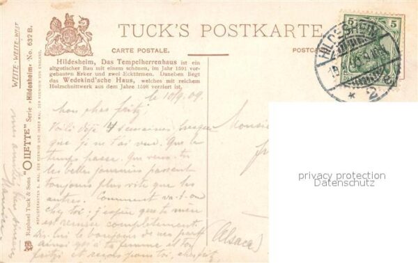 Verlag Tucks Oilette Nr. 632 B Hildesheim Tempelherrenhaus Rolan – Bild 2