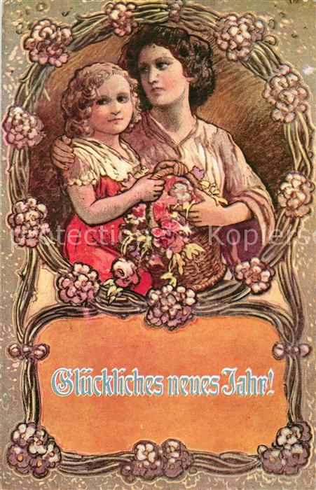 Neujahr Blumen Kind Mutter Etlingerscher Verlag