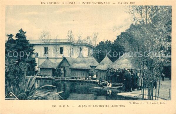 Exposition Coloniale Internationale Pari Lac Huttes Lacustres
