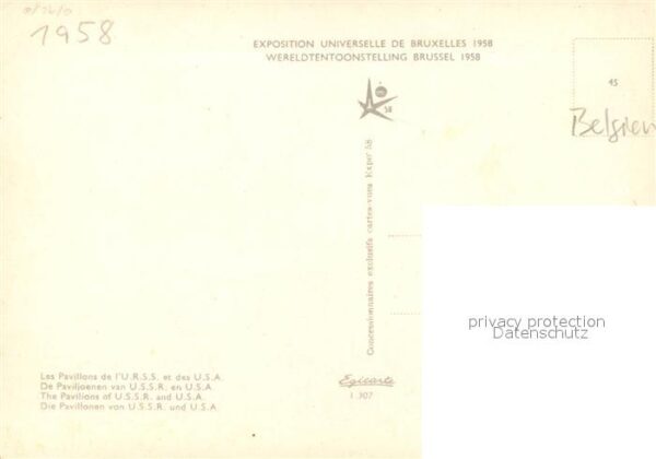 Exposition Universelle Bruxelles 1958 Pavillons de l'URSS et USA – Bild 2