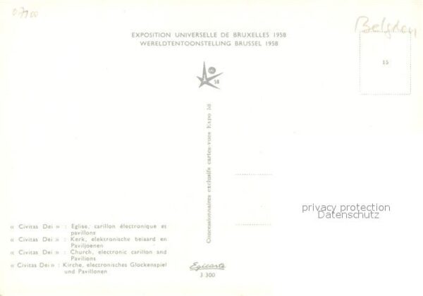 Exposition Universelle Bruxelles 1958 Civitas Dei Eglise Carillon Pavillons – Bild 2