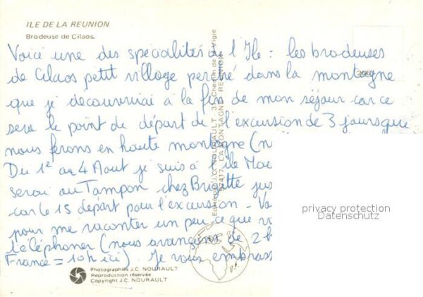 Handarbeit Sticken Blume Ile de la Reunion Brodeus – Bild 2