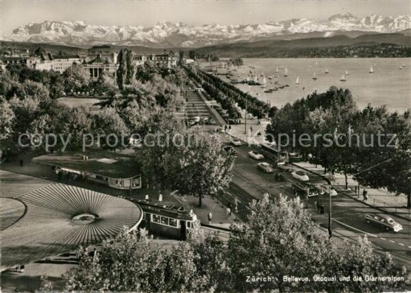 Strassenbahn Z?rich Bellevue Utoquai Glarneralpen