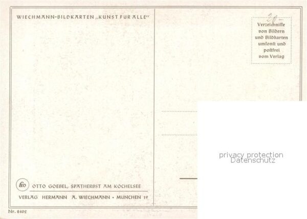 Kuenstlerkarte Otto Goebel Sp?therbst am Kochelsee Ver – Bild 2